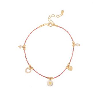 LC Lauren Conrad Gold Tone Mixed Whimsy Corded Charm Anklet