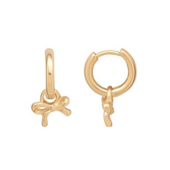 LC Lauren Conrad Gold Tone Delicate Bow Drop Hoop Earrings