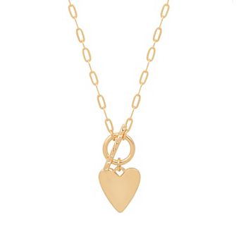 LC Lauren Conrad Gold Tone Heart Toggle Pendant Necklace