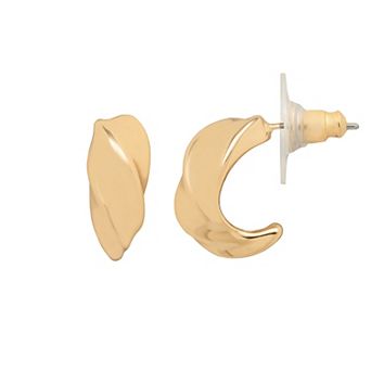 LC Lauren Conrad Gold Tone Bold Swirl Hoop Earrings