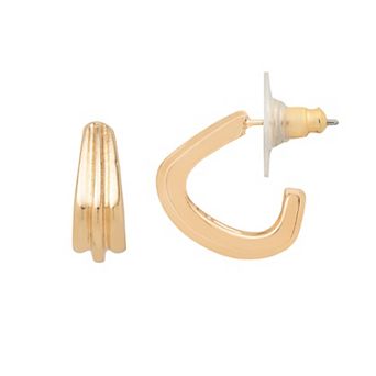 LC Lauren Conrad Gold Tone Grooved Hoop Earrings