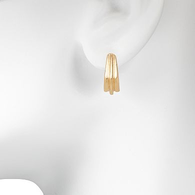 LC Lauren Conrad Gold Tone Grooved Hoop Earrings