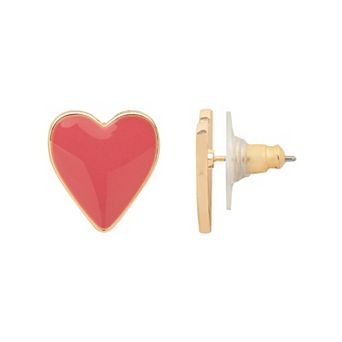 LC Lauren Conrad Gold Tone Bold Heart Stud Earrings