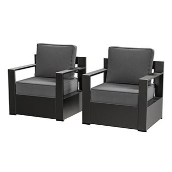 6‑Inch Cushions Patio Furniture, Aluminum Frame Rocking Chairs, Set of 2, Water‑Resistant & Removabl