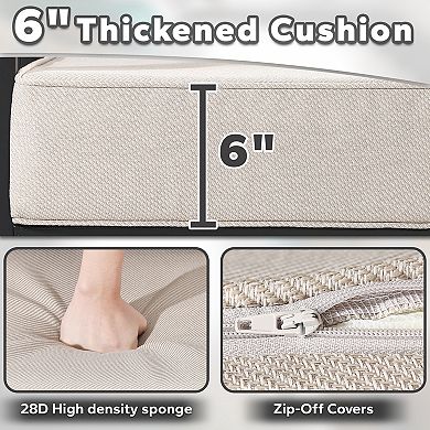 Joyside 6‑Inch Cushions Patio Furniture, Aluminum Frame 3‑Seater Sofa