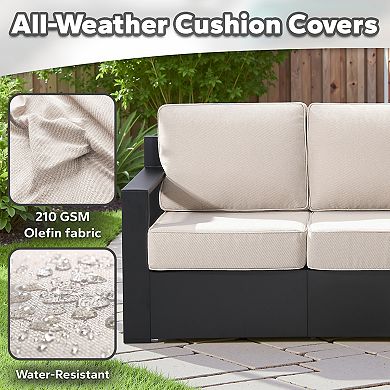 Joyside 6‑Inch Cushions Patio Furniture, Aluminum Frame 3‑Seater Sofa