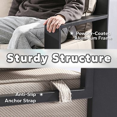 Joyside 6‑Inch Cushions Patio Furniture, Aluminum Frame 3‑Seater Sofa