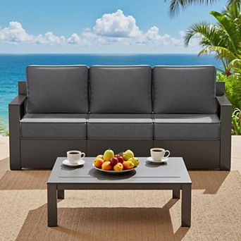 Joyside 6‑Inch Cushions Patio Furniture, Aluminum Frame 3‑Seater Sofa