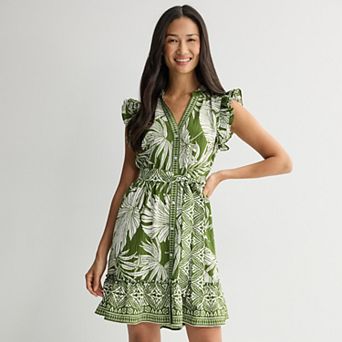 Petite 5th & Madison Edit Ruffle Sleeve Tiered Shirtdress