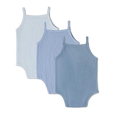3 Pack Baby Mini-Ribbed Stretch Modal Solid-Color Bodysuits