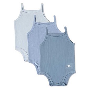 3 Pack Baby Mini-Ribbed Stretch Modal Solid-Color Bodysuits