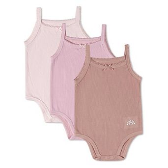 3 Pack Baby Mini-Ribbed Stretch Modal Solid-Color Bodysuits