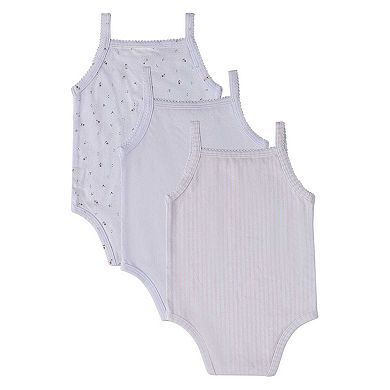 3 Pack Baby Girls Cotton / Modal Bodysuits - Florals, Stripes, Solid