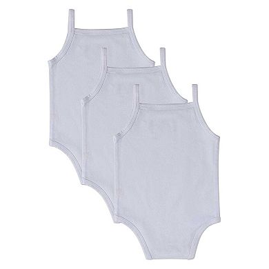 3 Pack Unisex Baby Cotton / Modal Tag-Free Solid White Bodysuits