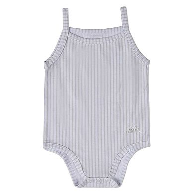 3 Pack Baby Cotton / Modal Bodysuits - Petite Leaves, Stripes, Solid