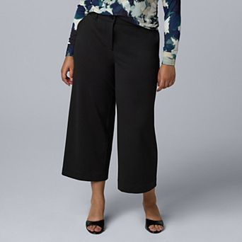 Plus Size Simply Vera Vera Wang Mid-Rise Wide Leg Cropped Trousers