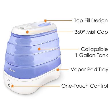 1 Gal. Cool Mist Collapsible Humidifier, Blue/White, Top Fill, for Medium Rooms Up to 500 sq. ft.