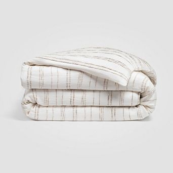 White & Beige Stripe Duvet Cover