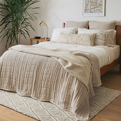 White & Beige Stripe Duvet Cover