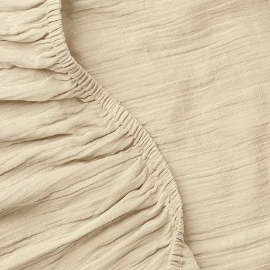 Dune Crinkled Comfort Fitted Sheet (Sandstone)