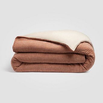 Rust Crinkled Linen Duvet Cover