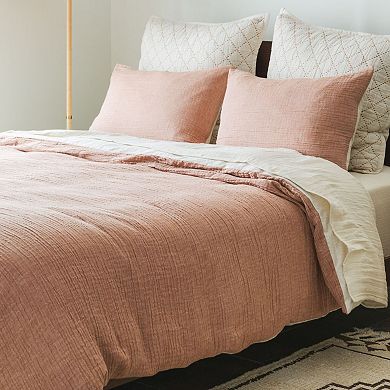 Rust Crinkled Linen Duvet Cover
