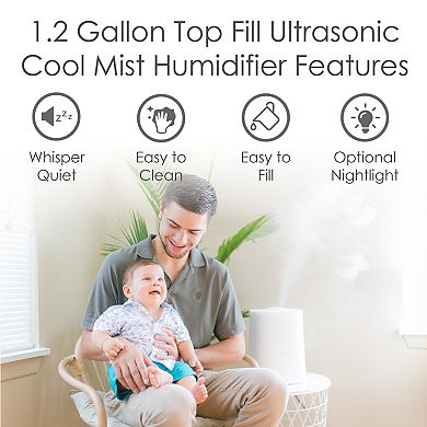 1.2 Gal. Cool Mist Top Fill Humidifier & Aroma Diffuser for Medium to Large Rooms