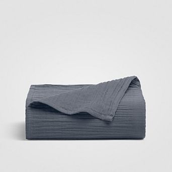 Oasis Crinkled Comfort Flat Sheet (Midnight Tide)