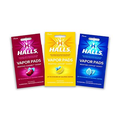 HALLS® Mentho-Cherry Scented Vapor Pads, 12-Count Pack, Long-Lasting Soothing Vapor