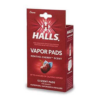 HALLS® Mentho-Cherry Scented Vapor Pads, 12-Count Pack, Long-Lasting Soothing Vapor