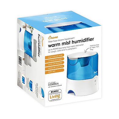 Crane Warm Mist Humidifier, 0.5 Gallon, Pure Mist, Air Humidifier