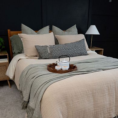 Geo Stripe Black & White Geometric Lumbar Pillow