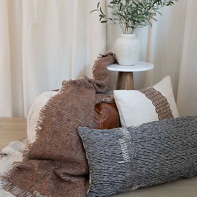 Geo Stripe Black & White Geometric Lumbar Pillow