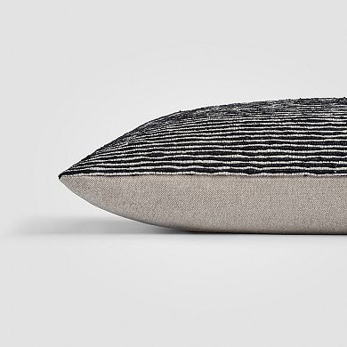 Geo Stripe Black & White Geometric Lumbar Pillow