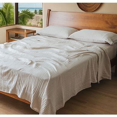 Calm Crinkled Comfort Fitted Sheet (Morning Fog)