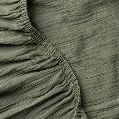 Zen Crinkled Comfort Fitted Sheet (Matcha)