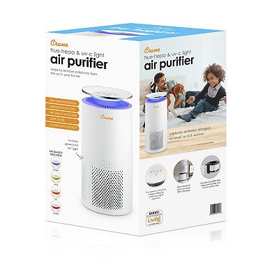 Crane Air Purifier with True HEPA Filter High-Performance Air Purification for Large Rooms Allergy
