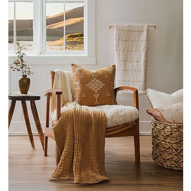 Geometric Sun Gold & Ivory Throw Pillow