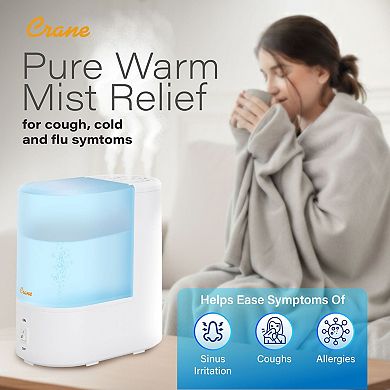Crane Warm Mist Humidifier, 0.5 Gallon Tank, Steam Treatment