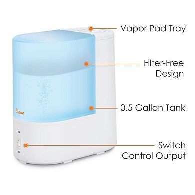 Crane Warm Mist Humidifier, 0.5 Gallon Tank, Steam Treatment