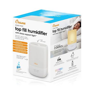 Top Fill Cool Mist Humidifier - 1 Gallon with Sleep Support Light & Essential Oil Tray