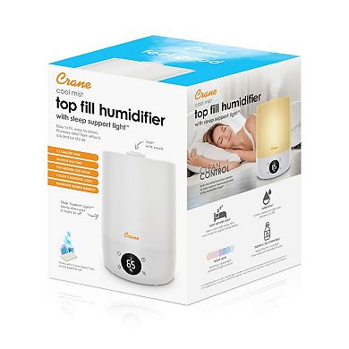 Top Fill Cool Mist Humidifier 1.2 Gallon with Sleep Support Light & Essential Oil Tray