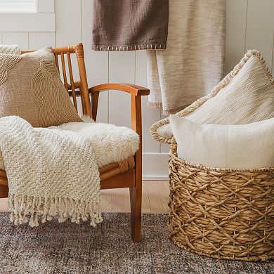 Layered Loom Fringe Rust & Ivory Throw Pillow