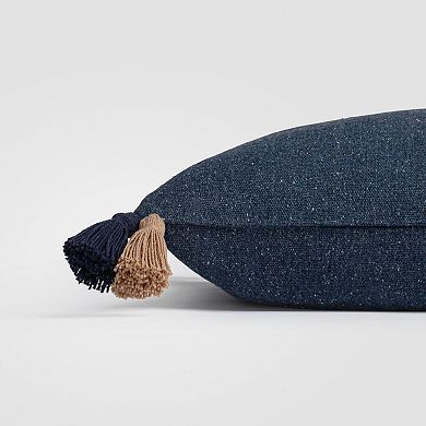 Bayside Tassel Blue & White Coastal Accent Pillow