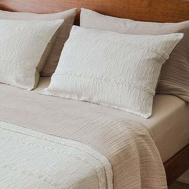 White Fringe Bedspread & Sham Set