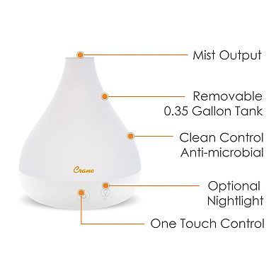 0.35 Gal. 2-in-1 Ultrasonic Cool Mist Humidifier & Aroma Diffuser for Small Rooms