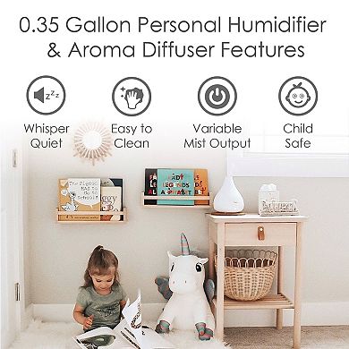 0.35 Gal. 2-in-1 Ultrasonic Cool Mist Humidifier & Aroma Diffuser for Small Rooms