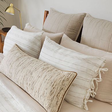 Silk Sands Beige Neutral Woven Lumbar Pillow