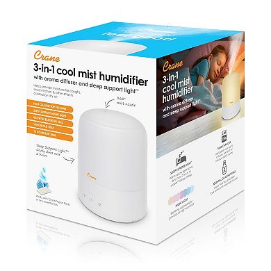 3-in-1 Compact Humidifier - 0.5 Gallon with Sleep Support Light & Aroma Diffuser