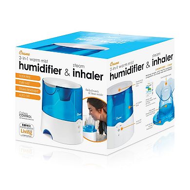 0.5 Gal. 2-in-1 Warm Mist Humidifier & Respiration Steam Inhaler for Personal Therapeutic Use